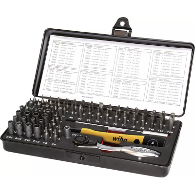 Wiha 39971 ESD mikro uzgaļu komplekts 65 daļas 4 mm C4 kastē