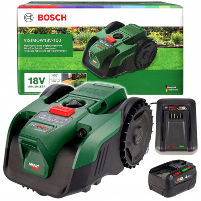 Bosch VISIMOW18V-100 robotizētais zāles pļāvējs ar akumulatoru un rezerves asmeņiem