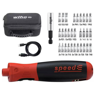 Wiha elektriskais skrūvgriezis speedE PocketDrive 45791 ar uzgaļu kārbu