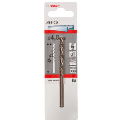 Bosch HSS-Co metāla urbis DIN 338 4,8×52×86 mm