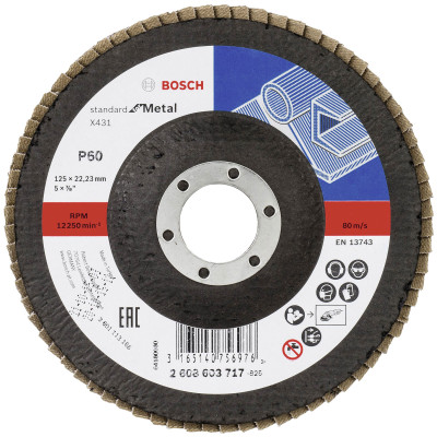 Bosch X431 Standard for Metal lamelu slīpdisks 125 × 22,23 mm, P40