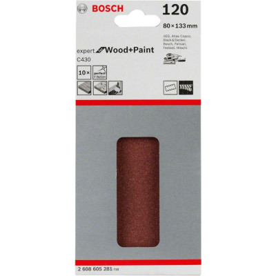 Bosch C430 slīpēšanas loksne 80 × 133 mm, P120, 10 pcs
