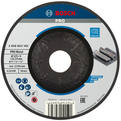 Bosch PRO Metal slīpēšanas disks 125 x 6 x 22,23 mm