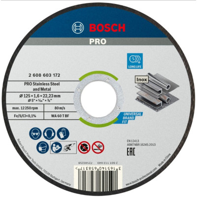 Bosch PRO griešanas disks nerūsējošam tēraudam un metālam 125 x 1,6 x 22,23 mm