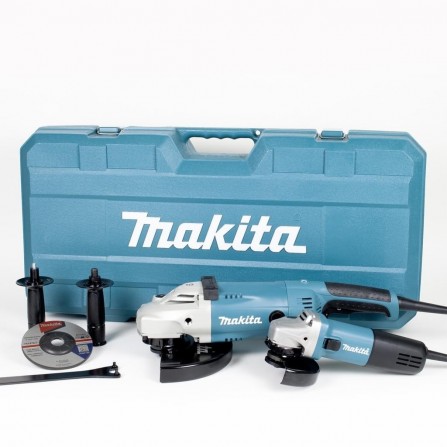 Elektriskā leņķa slīpmašīna Makita GA9020R, 230 mm, 2200 W un Makita 9558NBR, 125 mm, 840 W, komplekts (DK0052G) + korpuss