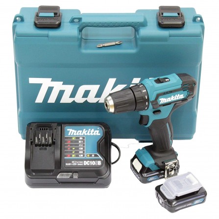 Makita (DF333DSAE) akumulatora urbjmašīnu komplekts, 12 V, 2 x 2 Ah, lādētājs + maciņš