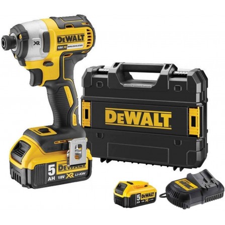 Dewalt bezvadu trieciena draivera komplekts DCF887P2, 18V, 2 x 5Ah, lādētājs + korpuss