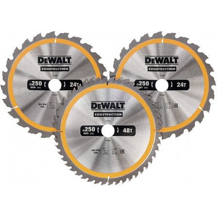 Dewalt ripzāģu komplekts kokam (DT1962-QZ), 216 mm, 3 gab.