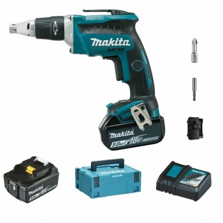 Makita DFS452RTJ akumulatora urbjmašīnu komplekts, 18 V, 2 x 5 Ah, lādētājs + maciņš