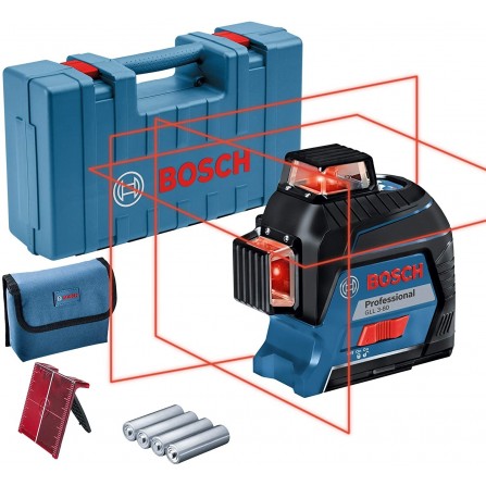 Bezvada lineārais līmenis Bosch GLL 3-80 (0601063S00), korpuss + piederumi