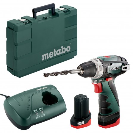 Akumulatora urbjmašīna Metabo PowerMaxx BS Basic (600080500) komplekts, 10,8 V, 2 x 2 Ah, lādētājs + maciņš