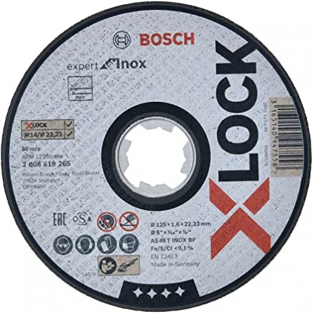 Griešanas disks Bosch X-LOCK Standard for Inox, 10 x 125 x 1,6 mm T41, 10 gab.