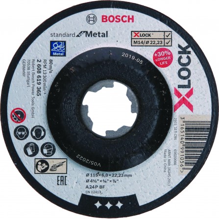 Slīpēšanas disks Bosch X-LOCK Standard for Metal, 115 x 6 mm T27