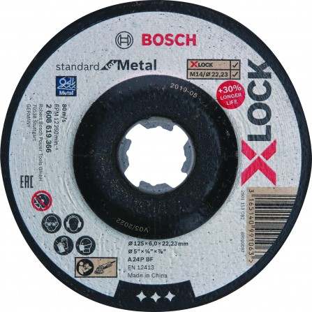 Slīpēšanas disks Bosch X-LOCK Standard for Metal, 125 x 6 mm T27