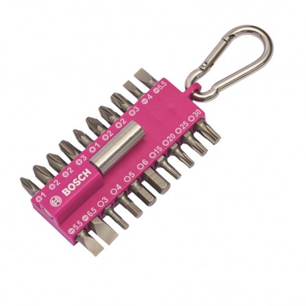Bosch skrūvgriežu uzgaļu komplekts ar karabīni, rozā, 21 gab.