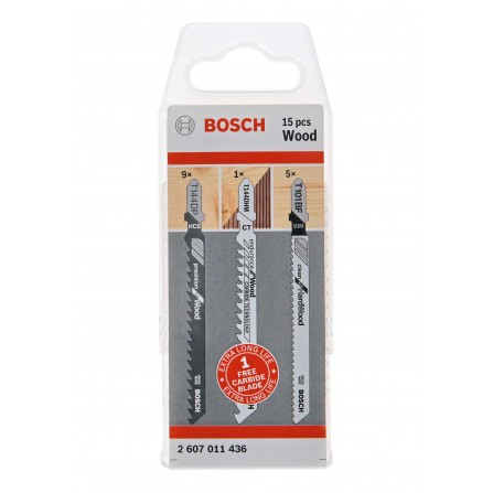 Bosch slīpzāģa asmeņi kokam, 15 gab.