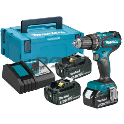 Makita DHP485RF3J akumulatora triecienurbjmašīnu komplekts, 18 V, 3 x 3 Ah, lādētājs + maciņš