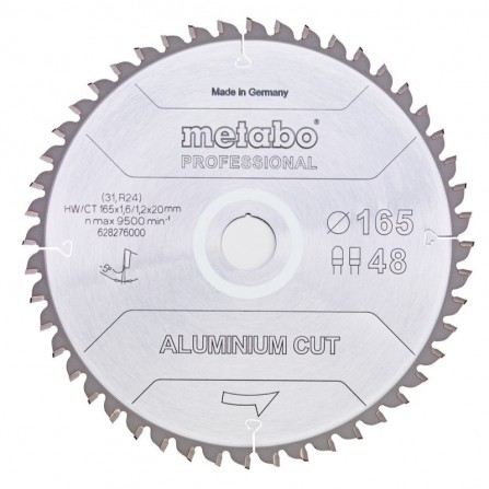 Griešanas disks Metabo ''alumīnija griezums - profesionāls'', 165x20 Z48 FZ/TZ 5°neg (628276000)