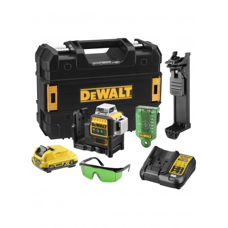 Dewalt bezvadu zaļā lāzera līmeņa komplekts DCE089D1G, 10,8 V, 3x360°